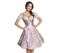 Dirndline Women's Premium Brocade Dirndl Including Blouse Dress for Special Occasions, Pink/Patterned, XXXL
