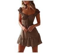 midi Cocktail Dresses for Women Boho Dress midi Sun Dress White Mini Bohemian for Women Beige 2024 Casual Swing a line Cowgirl Outfits Summer Clothes Long