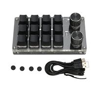 Midi Controller, 12 Keys 2 Knobs Macro Pad Usb Or Bt Connection Blue Switch 1200mah Lithium Ion Battery Programmable Keypad for Gaming Office Media (Black)