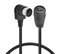 MIDI Din Extension Cable, MIDI 5-Pin DIN 90 Degree Angle Male Plug to Female Socket Audio MIDI/AT Adapter Cable for MIDI Keyboard Synthesizer, Organ, Electric Piano, MIDI Guitar (50 CM/1.6 Ft)