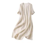 midi Dresses for Women Women's Summer Dress Retro Round Neck Embroidered Ethnic Elegant Gathered Layered Dress Ladies Summer Dresses (A, XXL)