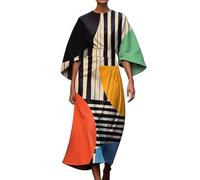 Midi Dresses With Sleeves For Women Uk, A-Line Dress Abstract Print Abstract Art Dresses 3/4 Sleeve Sundress With Irregular Hem Dress Vintage Sundress Colorful Sundresses For Formal Informal Occasions