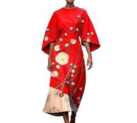 Midi Dresses With Sleeves For Women Uk, A-Line Dress Abstract Print Abstract Art Dresses 3/4 Sleeve Sundress With Irregular Hem Dress Vintage Sundress Colorful Sundresses For Formal Informal Occasions