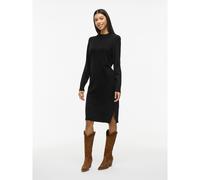 Midi Jumper Dress in Fine Knit with High Neck Black