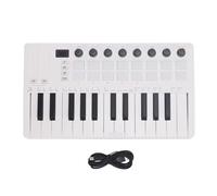 MIDI Keyboard Controller BT Wireless 25 Key Portable USB Powered Music Production Keyboard with 16 RGB Pads 8 Knobs for Studio Performance Practice ABS Black