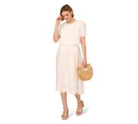 Midi Length Crinkled Pull On Flower Embroidered Hem Skirt Adrianna Papell White L