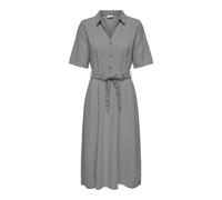 Midi-Length Dress with Belt, Shirt Collar beige