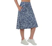 Midi Length Skorts Skirts for Women Modest Knee Length Skorts Athletic 26" Long Skirts with Zipper Pockets, Blueleaf, L