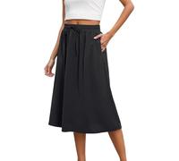 Midi Length Summer Skirts A-Line Hidden Pocket Stretch Flared Elasticated Waist UK Size 6-18 Breathable for Garden Party Tea