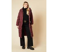 Midi Luxe Quilted Padded Puffer Belted Coat Dorothy Perkins Berry 6