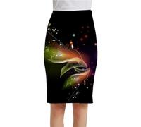 Midi Pencil Skirts for Women - Elegant 3D Print Elastic Waist A Line Skirt,Chinese Style Casual Holiday Evening Party Knee-Length Dress,As Shown,3XL