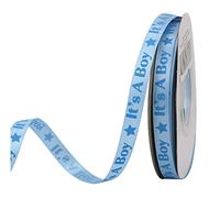 Midi Ribbon Baby Blue Celebration Double Face Satin Craft Ribbon, 3/8 Inch by 25 Yard, for Boy Baby Shower, Birthday, Christening Party Favor, Gift Wrap, Diaper Cake Decor