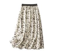 Midi Skirts for Women UK Boho Skirts Summer Gypsy Elasticated Waist Pleated Flared A Line Casual Swing Casual Long Skater