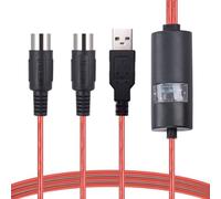 MIDI to USB Interface MIDI Cable Adapter, 5ft USB MIDI Cable, Plug & Play USB to MIDI Interface Adapter with 5 Pin Round Connectors, for Music Keyboard Piano to PC Laptop