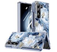 MIDIIUGCT Magnetic for Galaxy Z Fold 7 Case,Built-in Magnet Circle&Wireless Charging,Military-Grade Shockproof case Cover for Z Fold 7 [Big White Flower] MUS-CXDZ-09-06