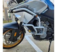 Midimttop Engine Highway Pegs,Steel Motorcycle Engine Crash Bar Guard Bumper Silver Fits for CFMOTO CF MOTO 800MT 800 MT Accessories 2021 2022 2023 2024 (Silver)