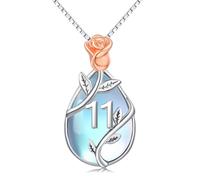 Midir&Etain 11 Year Old Girl Birthday Gifts / 11th Birthday Gifts for Girls Daughter 925 Sterling Silver Rose Flower Moonstone Pendant Necklace Mothers Day Christmas Anniversary Jewellery