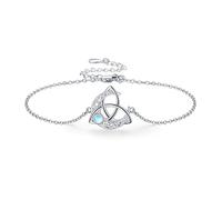 Midir&Etain Celtic Bracelet for Women 925 Sterling Silver Moonstone Moon Bracelets Celtic Knot Jewellery Birthday Gifts for Girls Girlfriend,7 inches