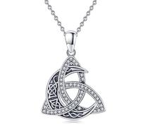 Midir&Etain Celtic Moon Necklace 925 Sterling Silver Celtic Trinity Knot Pendant Necklace Crescent Moon Goddess Necklace Jewellery Gifts for Women Girlfriend