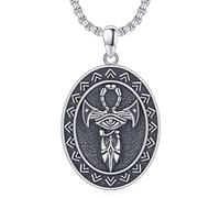 Midir&Etain Egyptian Ankh Necklace 925 Sterling Silver Eye Of Horus Pendant Necklace Ankh Cross Protection Necklace Jewellery Gifts for Women Men