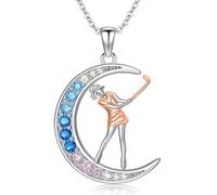 Midir&Etain Golf Necklace for Women 925 Sterling Silver Ball Pendant Necklaces Sport Accessories Jewellery Birthday Graduation Golf Fan Gifts for Girls Friend