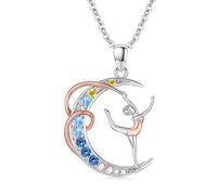 Midir&Etain Gymnastics Necklace 925 Sterling Silver Gymnastics Pendant Necklaces Sport Accessories Jewellery Graduation Birthday Fan Gifts for Girls Daughter