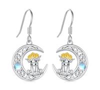 Midir&Etain Highland Cow Earrings for Women 925 Sterling Silver Celtic Highland Cow Dangle Drop Earrings Hypoallergenic Jewellery Birthday Mothers Day Gifts for Wife Mom