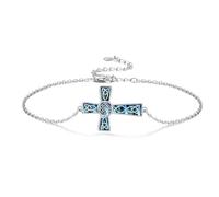 Midir&Etain Irish Celtic Cross Bracelet 925 Sterling Silver Cross Adjustable Chain Bracelet Celtic Jewellery Protective Gift for Men Women