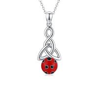 Midir&Etain Ladybug Necklace for Women Girls 925 Sterling Silver Irish Celtic Trinity Knot Pendant Necklace Ladybug Jewellery Gifts for Daughter