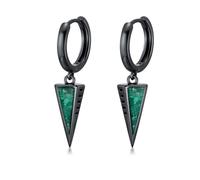 Midir&Etain Spike Dangle Drop Earrings for Men Women 925 Sterling Silver Malachite Black Punk Earring Gothic Jewellery Birthday Mothes Day Gifts for Mother Boys Girls