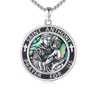 Midir&Etain St Anthony Necklace 925 Sterling Silver Catholic Saint Anthony of Padua Medal Pendant Necklace Protection Necklace for Women Men Mother Catholic Jewellery Gifts