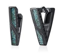 Midir&Etain Turquoise Hoop Earrings for Men Women 925 Sterling Silver Triangle Earrings Black 16mm Huggie Earring Hypoallergenic Viking Jewellery Easter Mothers Day Gifts for Brother Son