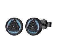 Midir&Etain Viking Stud Earrings for Men Women 925 Sterling Silver Black Turquoise Earring Norse Pagan Jewellery Birthday Mothers Day Gifts for Boys Girls