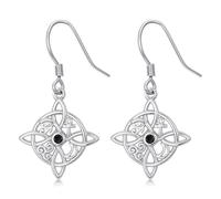 Midir&Etain Witches Dangle Drop Earrings for Men Women 925 Sterling Silver Nudo De Bruja Earrings Ankh Jewellery Halloween Birthday Gifts for Girls