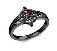 Midir&Etain Witches Knot Ring for Women 925 Sterling Silver Black Witch Ring 7 Size Halloween Jewellery Birthday Mothers Day Gifts for Mom Girls Daughter