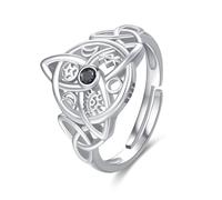 Midir&Etain Witches Knot Sterling Silver Celtic Knot Adjustable Ring - Wiccan Amulet Jewellery Gifts for Women