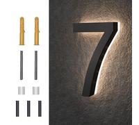 MIDIT 7 Inch Backlit LED House Numbers, Waterproof Stainless Steel, High Transparency Acrylic, LED Illuminated House Address Number, Lighted House Numbers,