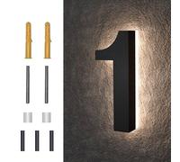 MIDIT 7 Inch Backlit LED House Numbers, Waterproof Stainless Steel, High Transparency Acrylic, LED Illuminated Home Address Number, Lighted House Numbers, Modern Address Numbers, 7 Inch Number 1