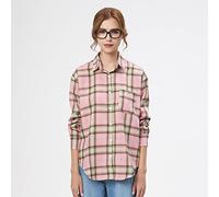 MIDJ Blouses for Women Elegant,Women'S Shirt Flannel Shirt Retro Pink And Green Plaid Shirts Jacket Long Sleeve Shirts Chic Shirts Thick Lightweight Jackets Lumberjack Shirts, M
