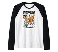 Midjourney Native Linocut Death S Angry Lepidoptera Raglan Baseball Tee