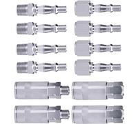 MIDK 12 Pcs Air line Connectors, Air Compressor 1/4" BSP Airline Fittings,Air Hose Connectors Pcl Air Fittings Plug Kit with Male Female Thread Coupler Silverline Barb Bayonet connectors