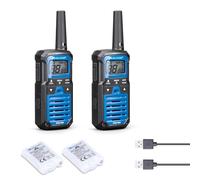 Midland - 2 Walkie Talkies XT50 PRO, IPX2 Waterproof Professional Walkie Talkie, 101 Channels 32 PMR446/69 LPD - 2 Way Radio, 8km, 12H Battery, VOX, Scan, Emergency RRM Channel, Rechargeable Batteries