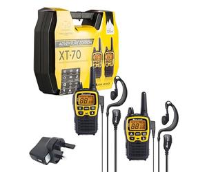 Midland - 2 Walkie Talkies XT70 Adventure, Professional Walkie Talkie, 93 Channels - 24 PMR446/69 LPD, 12Km Range Dual Band 2 Way Radio, 18H Battery Life, Fast Charging, Rechargeable Batteries, Yellow