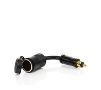 Midland - C1197 Adapter Cable with 12V Cigarette Lighter Socket/DIN, Compatible with BMW and Motorcycles with Hella Connector, Universal Car and Motorbike Accessories, Rubber Cap Protection