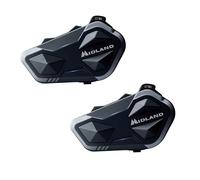 Midland - Motorcycle Intercom BTR1 Twin, 2 Waterproof IPX6 Helmet Headset, 800m Range, 4-Person Conference, 23H Battery, Parallel Audio, GPS/Music Connectivity, ECE 22.06 Compliant, Universal Intercom