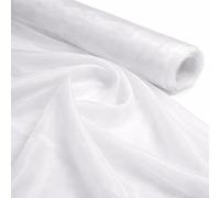 Midland Textiles 1 Meter Pack White Plain Sheer Lightweight Organza Voile Drape Curtain, Wedding, Chair Sash Fabric 150cm Wide