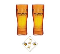 Midlands Bar Suppliers Magners Premium Irish Cider Pint Glasses, (Set of 2) & MBS Thin Beer Coaster