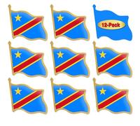 MIDLE 12/24/50/100Pcs Official Congo Flag Pins Bulk - Metal DR Congo Kinshasa DRC National Lapel Pin, 1inch, Metal, no gemstone, 12-Pack
