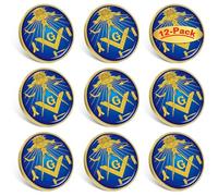 MIDLE 12/Pcs Masonic Lapel Pins Bulk - Metal Free Freemasonry Brooch Badge Souvenir square compasses