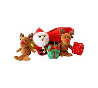 Midlee Santa Sleigh Find a Toy Christmas Dog Toy- Plush Burrow Interactive Hide & Seek Pet Holiday Toy